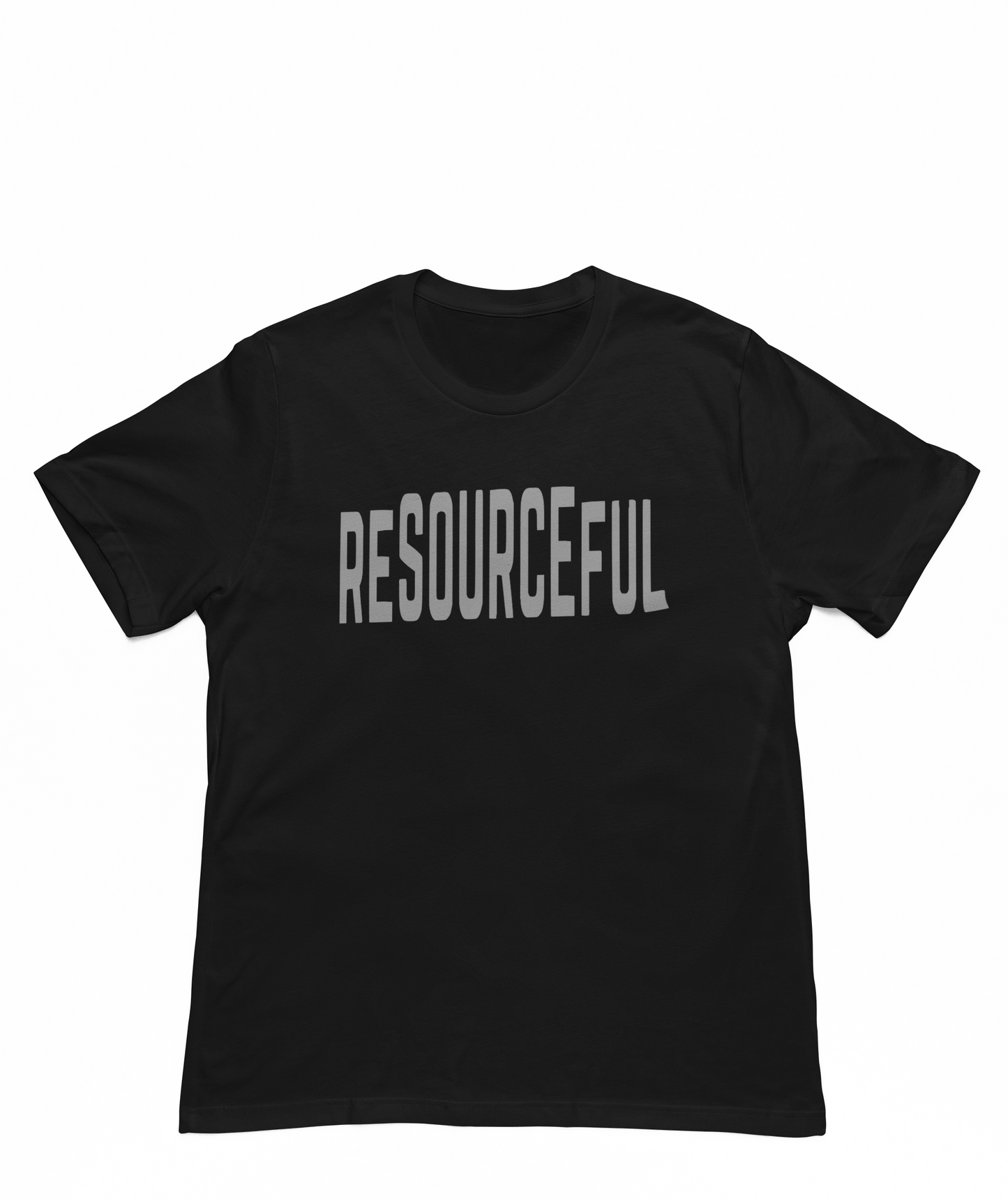 High Low Resourceful Short Sleeve T-Shirt (Gray Font)