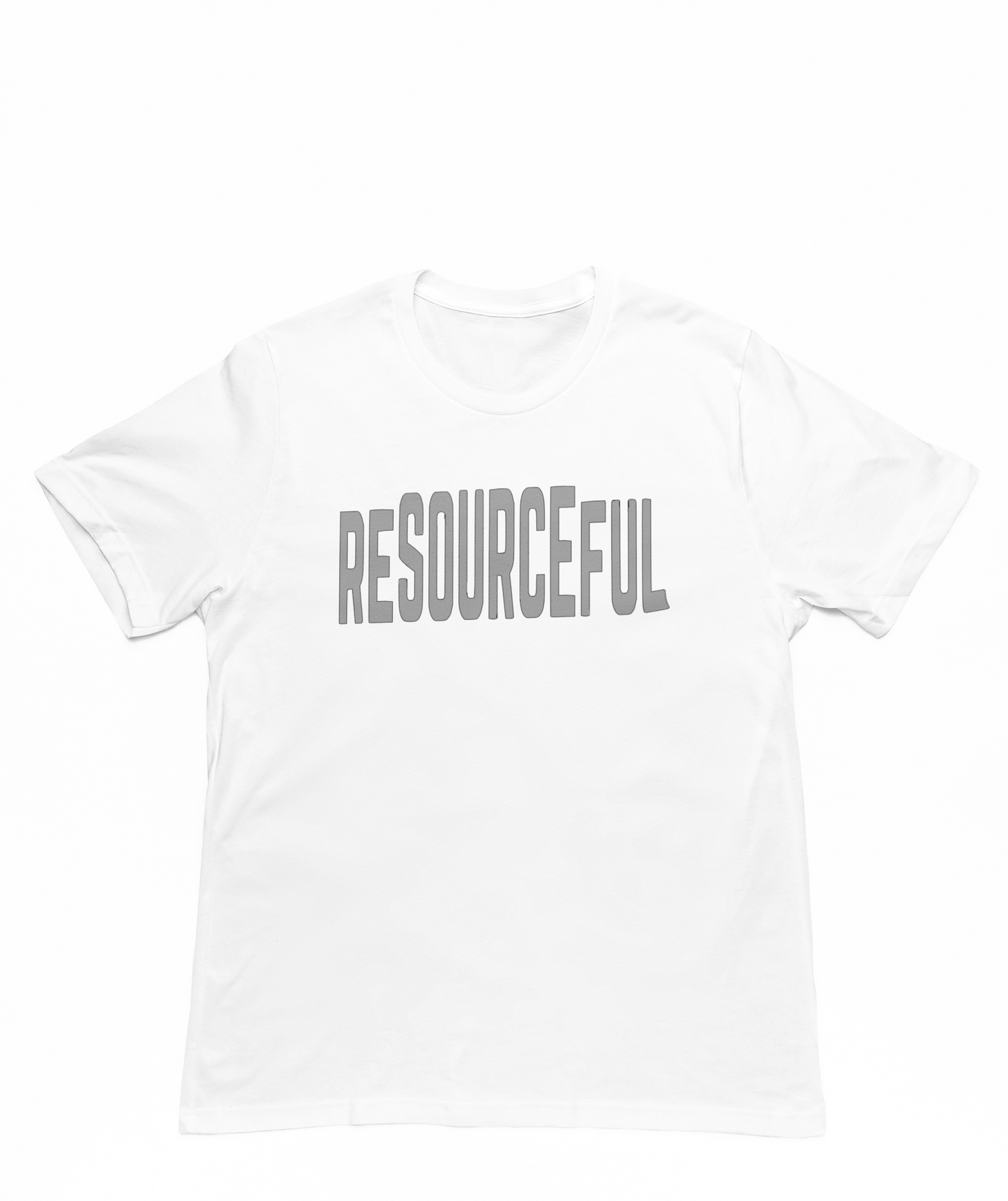 High Low Resourceful Short Sleeve T-Shirt (Gray Font)