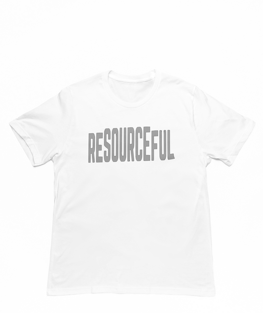 High Low Resourceful Short Sleeve T-Shirt (Gray Font)