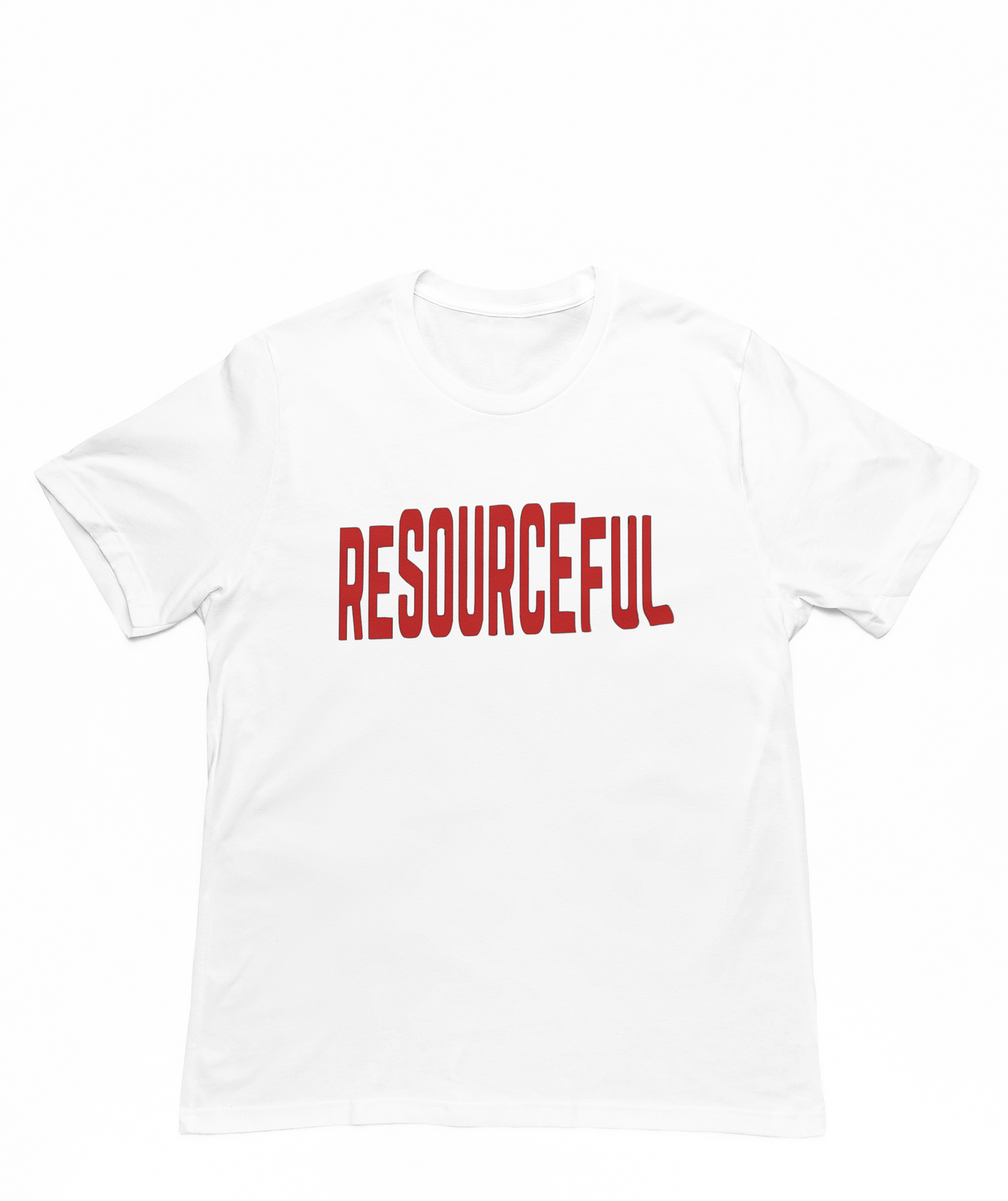 High Low Resourceful Short Sleeve T-Shirt (Red Font)