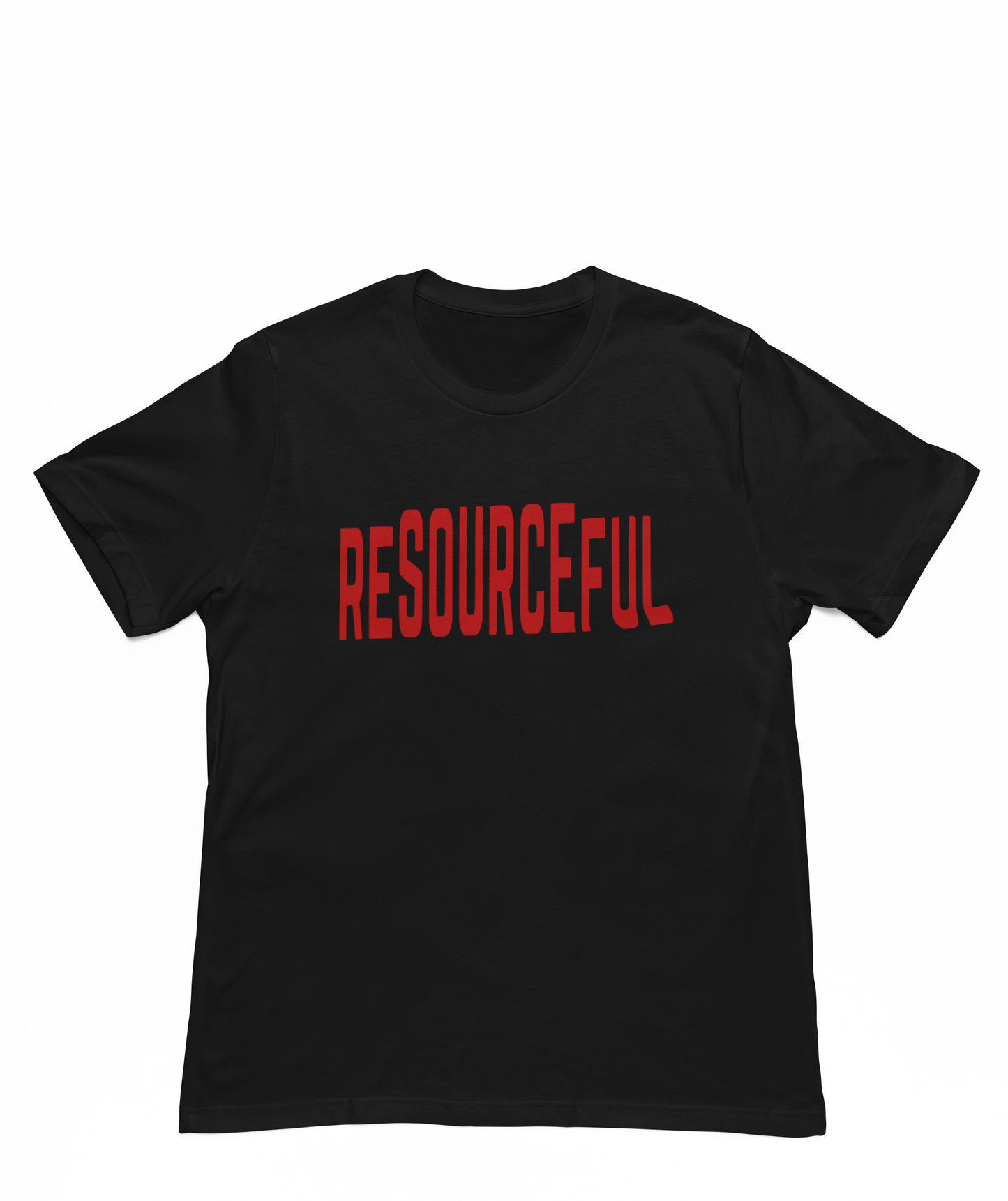 High Low Resourceful Short Sleeve T-Shirt (Red Font)