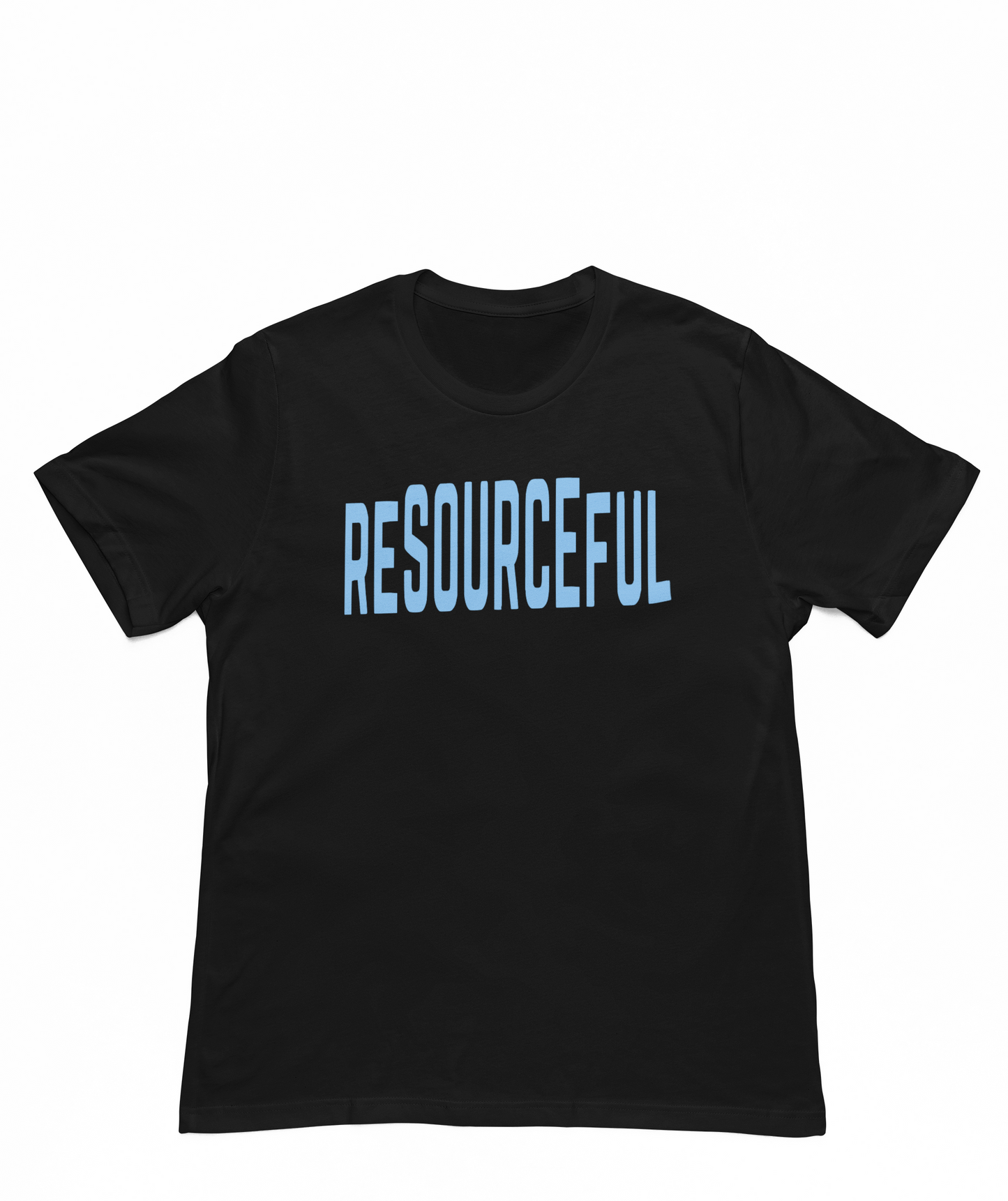 High Low Resourceful Short Sleeve T-Shirt (Light Blue Font)