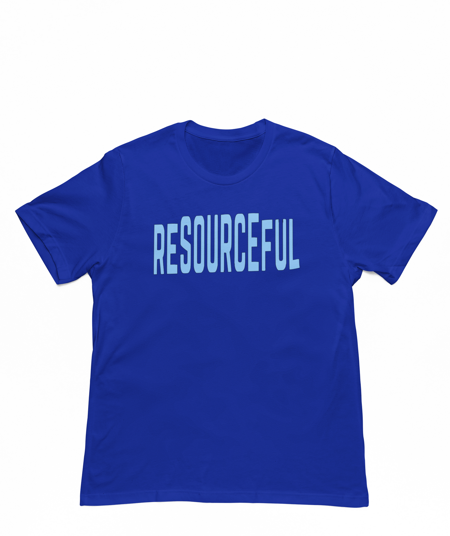 High Low Resourceful Short Sleeve T-Shirt (Light Blue Font)