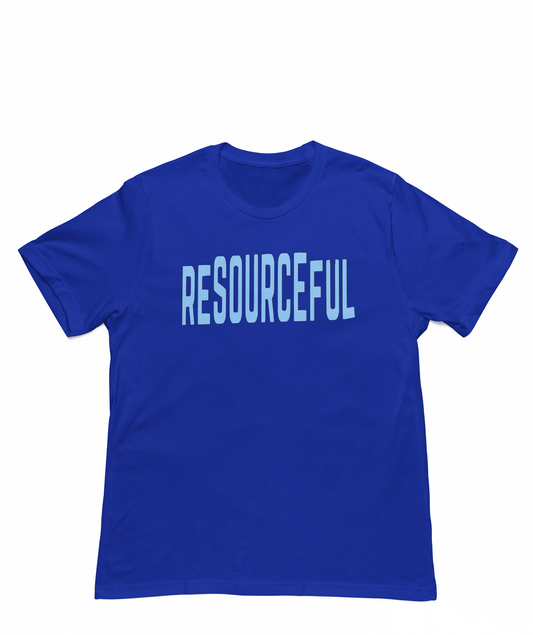 High Low Resourceful Short Sleeve T-Shirt (Light Blue Font)